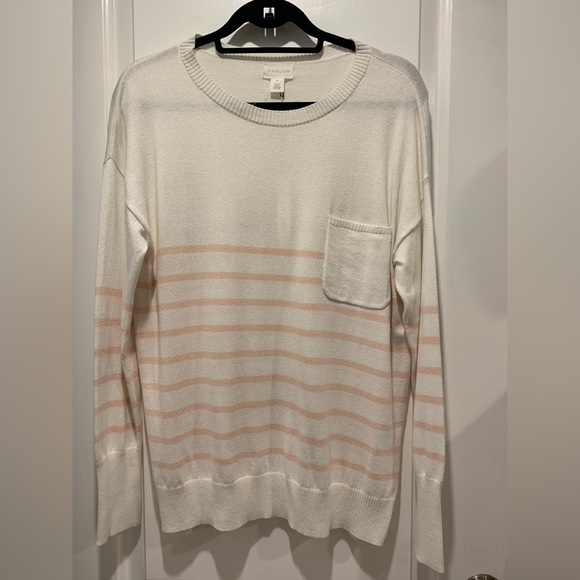 Caslon White and Pink Striped Sweater size M - Picture 2 of 4